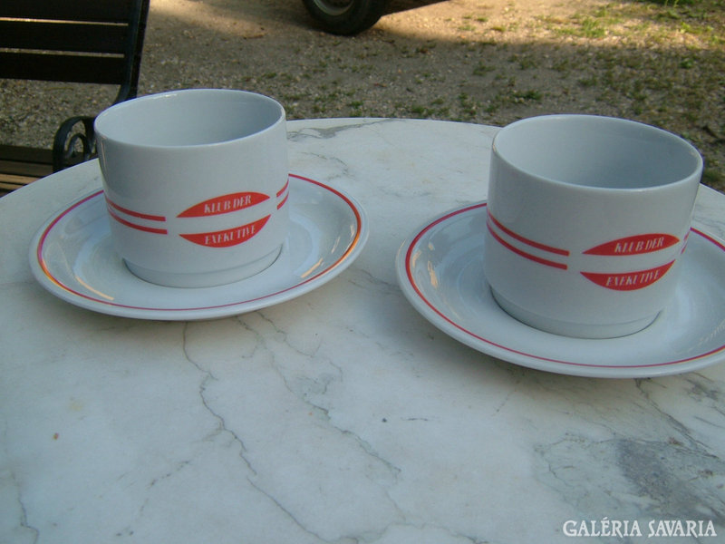 Old Zsolnay thick-walled modern mugs with small plates