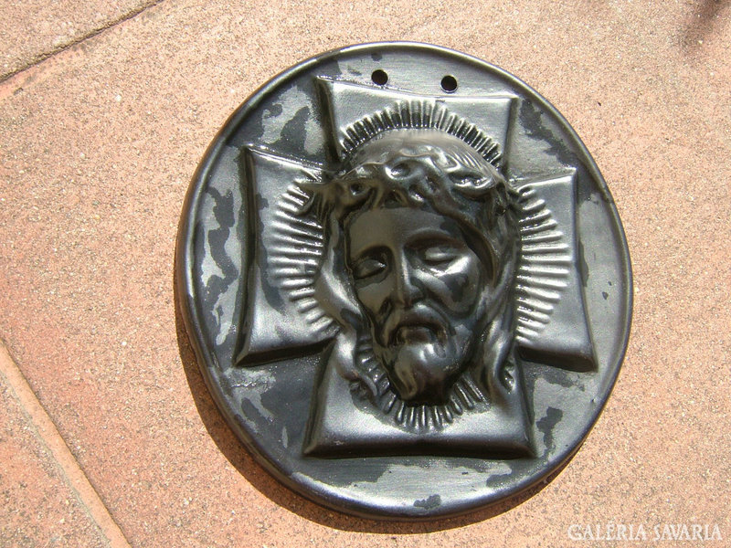 Old ceramic wall object: relief bust of Jesus