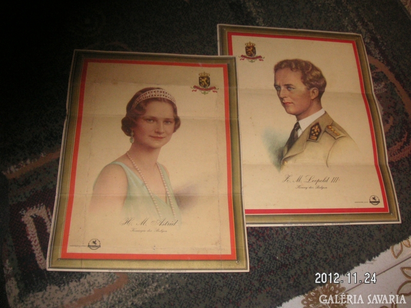 Belgian royal couple, 1934. Iii. Leopold and Astrid. 30 X 40 cm