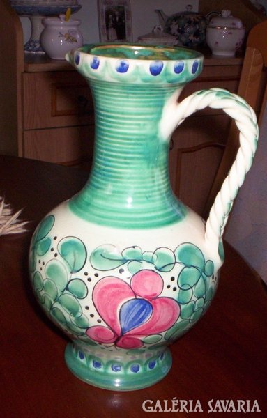 28 cm ceramic jug with braided handle, marked xx