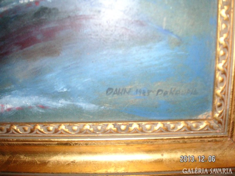 Painting with a rough sea, 106 x 75 cm, in a very nice frame. His signature is dahn, 1985