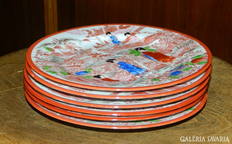 Japán - kézzel festett -  Gésa m. tányér készlet