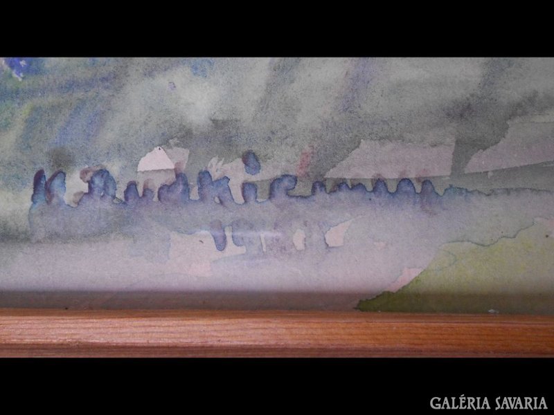 Y731 R1 Jelzett hegyvidéki tájkép akvarell