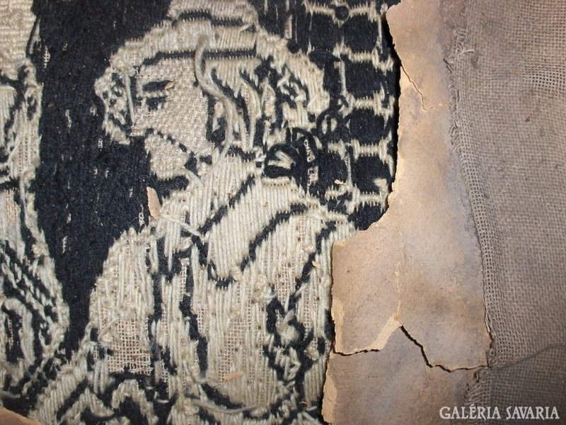 ANTIK! hímzett,antik jelenetes falikép 