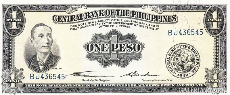 Philippine 1 peso 1949 RRR (aláírás változat)