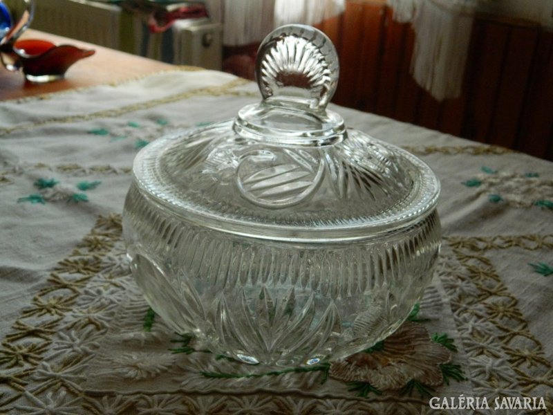 Antique huge glass bonbonier with lid