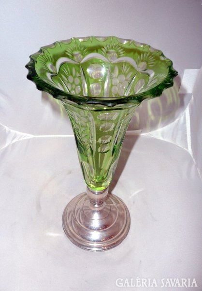 EZÜST talpú kristály váza