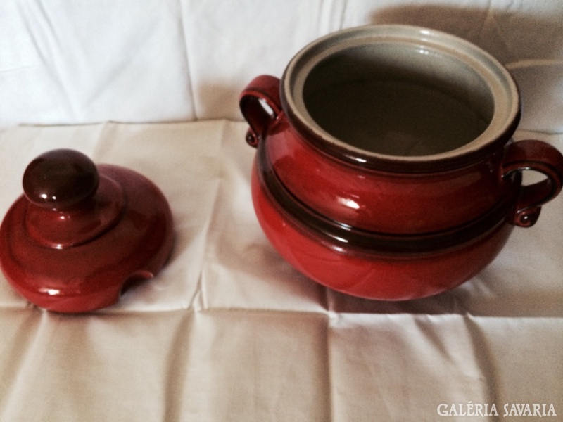 Very special red German giant retro soup bowl