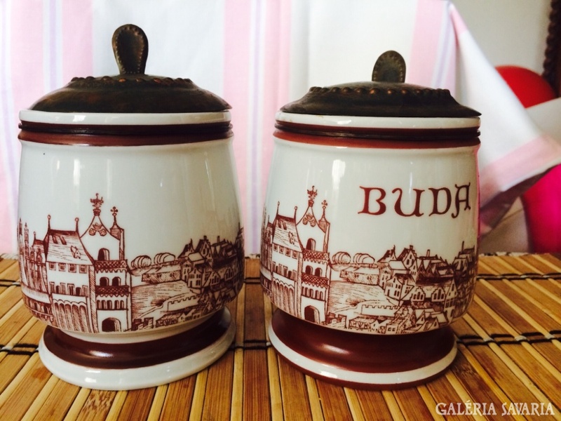 Hollóház cups with a view of Buda
