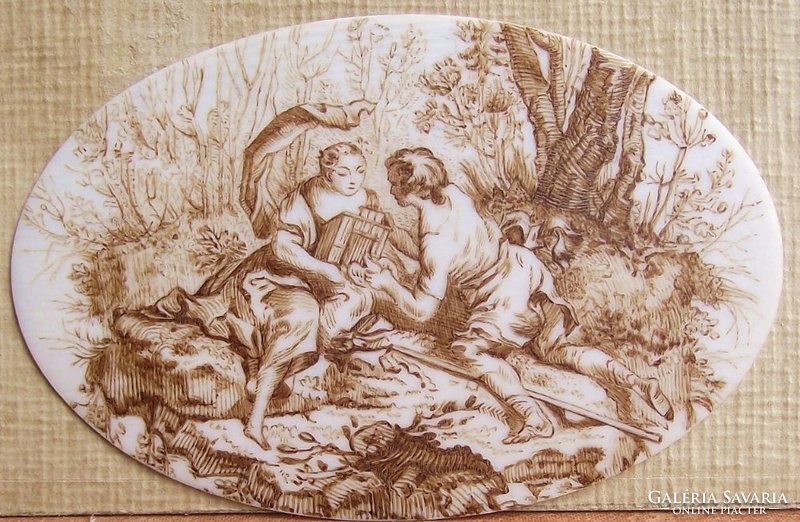 Rokokó miniatűr, 18. század, szerelmi jelenet