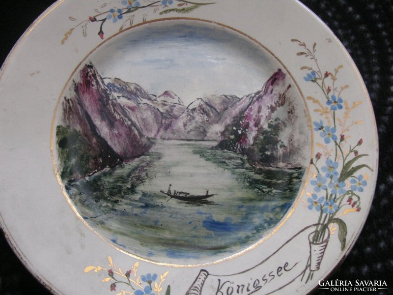 Waechtersbach fali tányér , Königsee , 1904  , kézzel festett , jelzett  tárgy