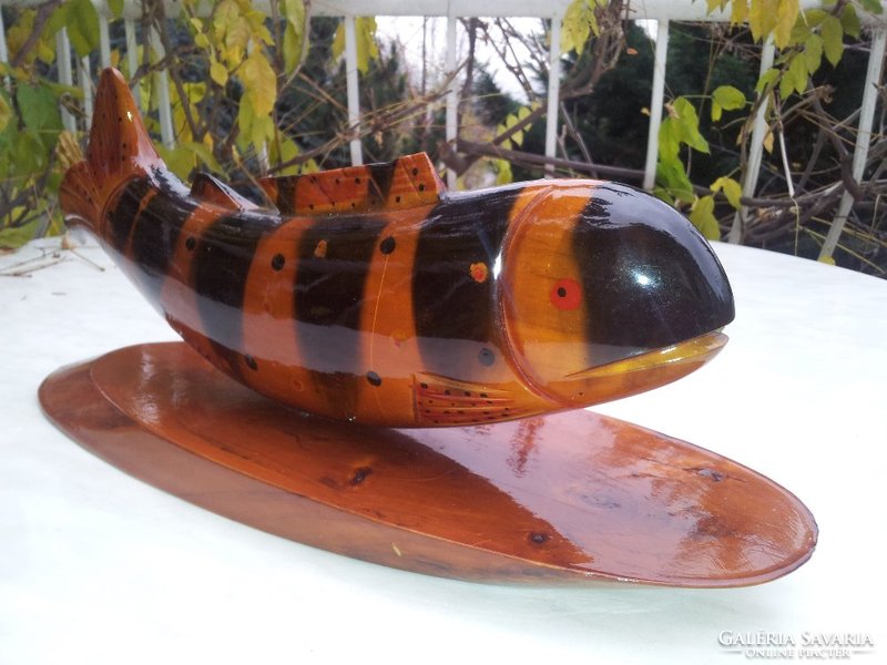 The big fish, wooden sculpture
