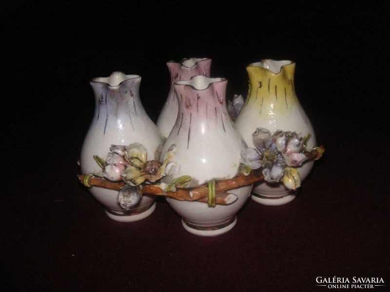 Zsolnay ?? Antique porcelain small vases, very fine, thin porcelain, rare pieces.