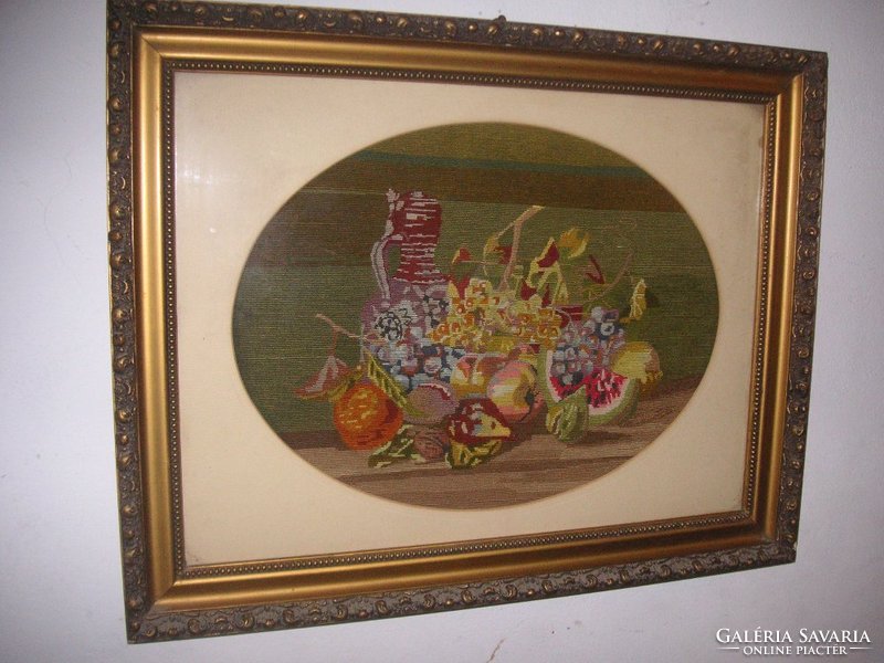 Goblein antik kép ,csendélet  , szép keretben  76 x 60 cm