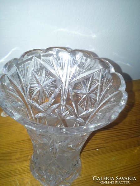 Etched glass, crystal vase