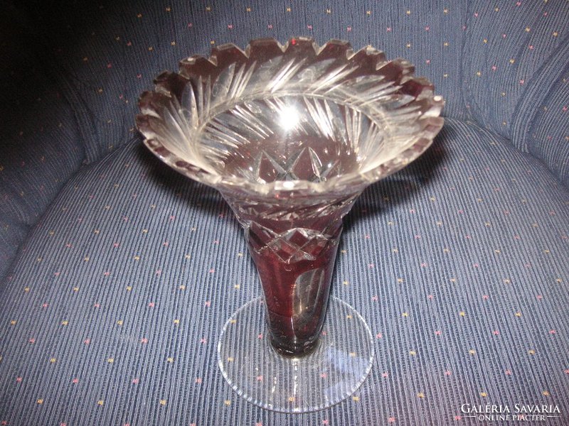 Csiszolt üveg váza ,18 cm