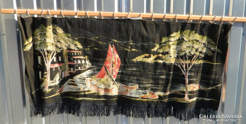 Antique wall tapestry: with a sailing landscape - tapestry