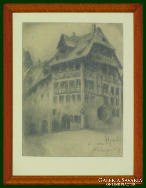 Abonyi Ernő jelzéssel : "A Dűrer ház" 1930