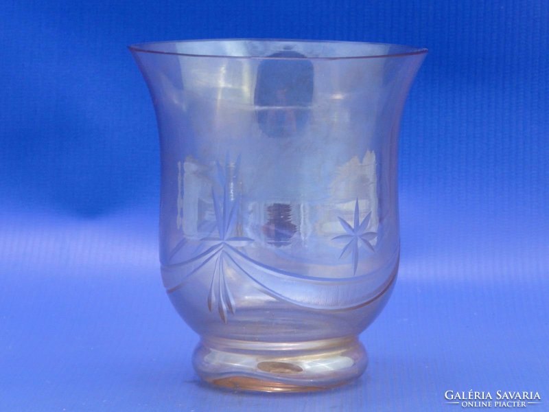0C071 Régi irizáló csiszolt üveg pohár