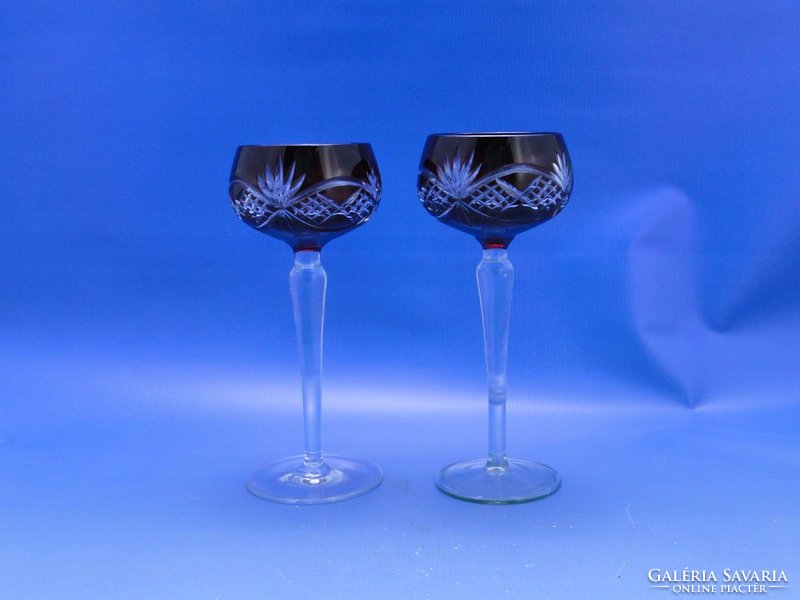0C454 Régi csiszoltüveg talpas pohár