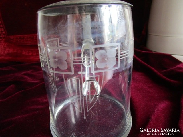 Art Nouveau hand polished crystal jug 1908