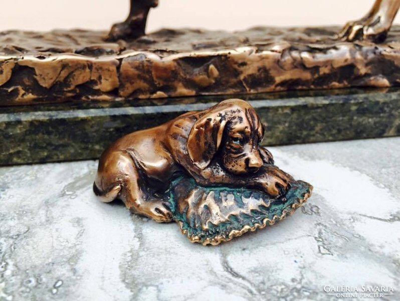 Retriever puppy bronze statue miniature