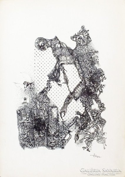 Sculpture by László Horváth. (1951-) His early unique graphics