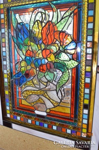 X. Bouquet of flowers. Original 4d. Tiffany wall picture sale!