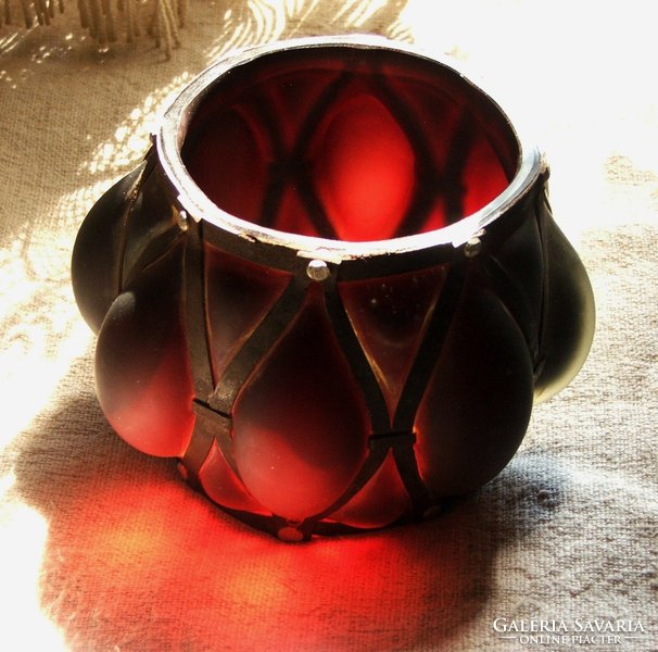 Brand new crimson metal candle holder with fittings