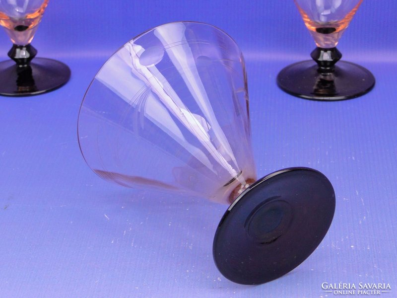 0B779 Régi art deco likőrös üvegpohár készlet