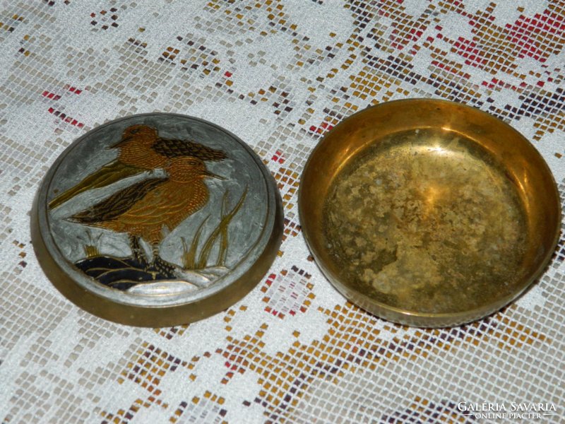 Fire enamel duck with double pattern - copper bonbonier