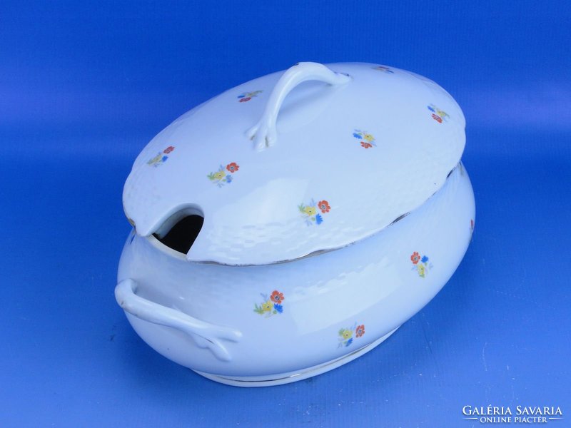 0D397 Régi ovális Meisseni porcelán leveses tál