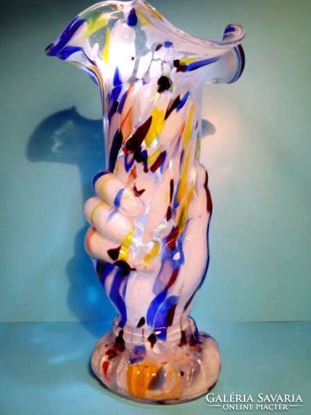 Colorful beautiful glass vase spatter