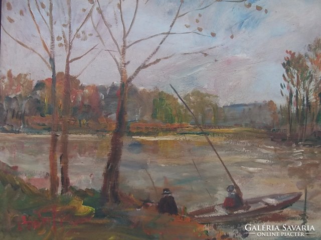 Bánfy anglers c. His painting, p., K.Jbl .., + Wooden frame-enjoyable, cozy -also as a gift