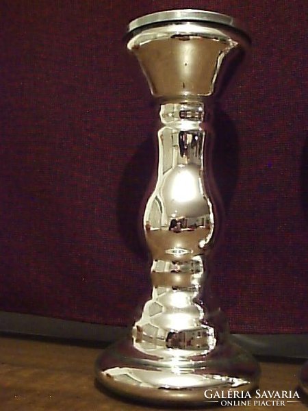 Old pair of 26 cm tall flawless special glass candle holders