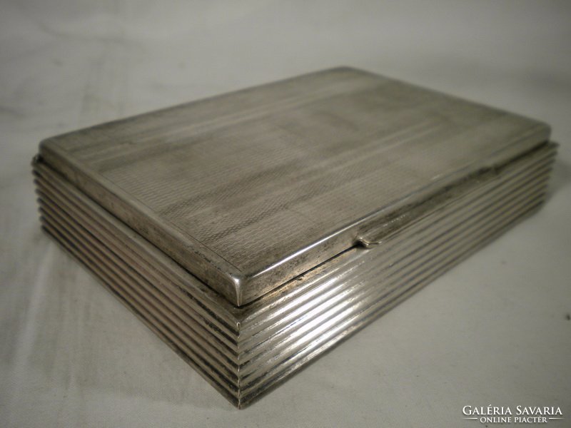 S714 Régi ezüstözött alpakka kártyadoboz