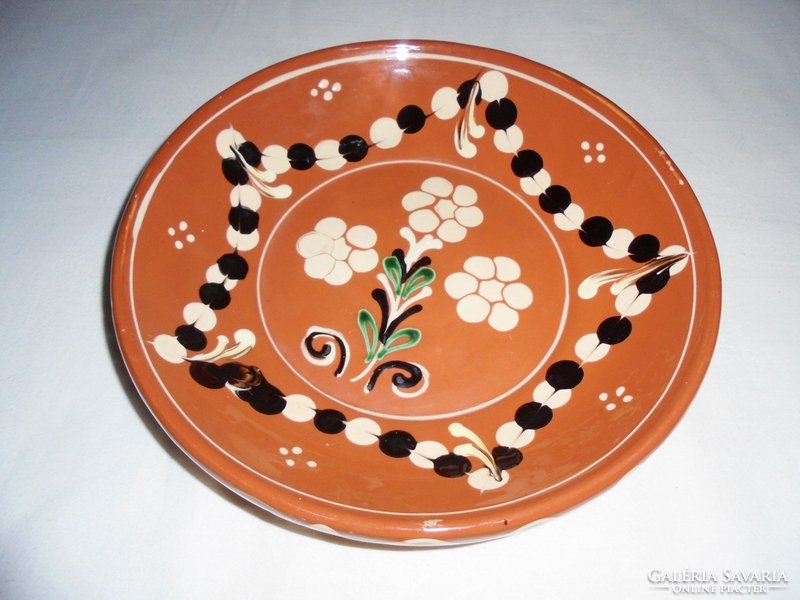 Folk art folk craft ceramic wall plate wall bowl plate - 26 cm diameter