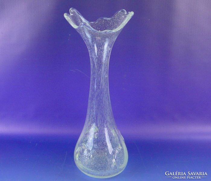 0E395 Vastagfalú művészi üveg váza 38 cm