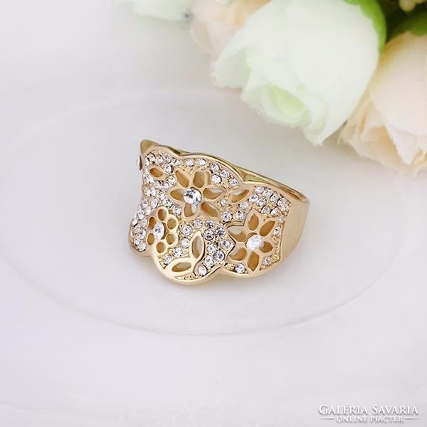 Flower pattern gold-plated ring size 8