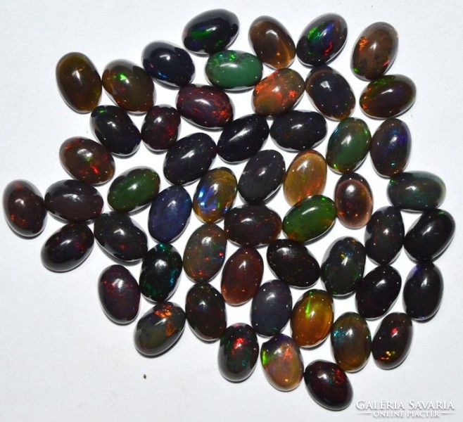 4X6 mm cabochon black precious opal gems from Ethiopia!
