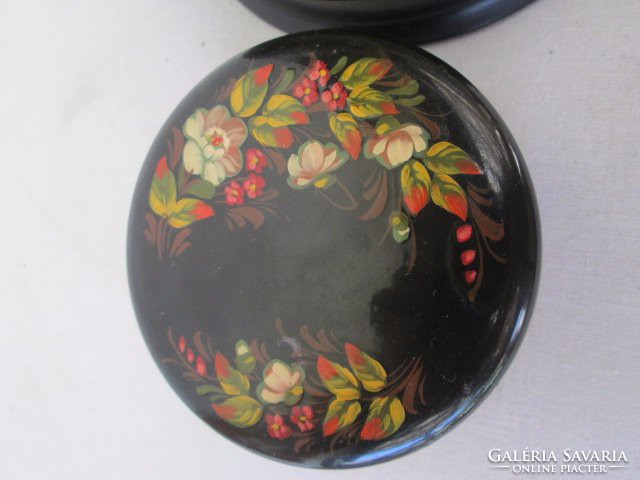 Antique hand painted Russian wooden boxes