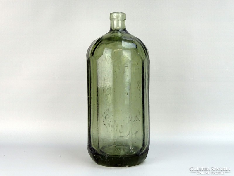 0G712 Régi feliratos zöld szódásüveg szifon