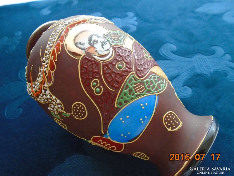 Plastic antique satsuma moriage vase with plastic dragon head