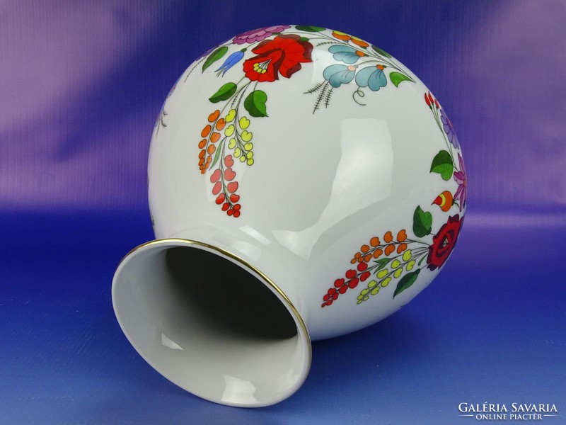 0H740 Kalocsai népi motívumos porcelán váza