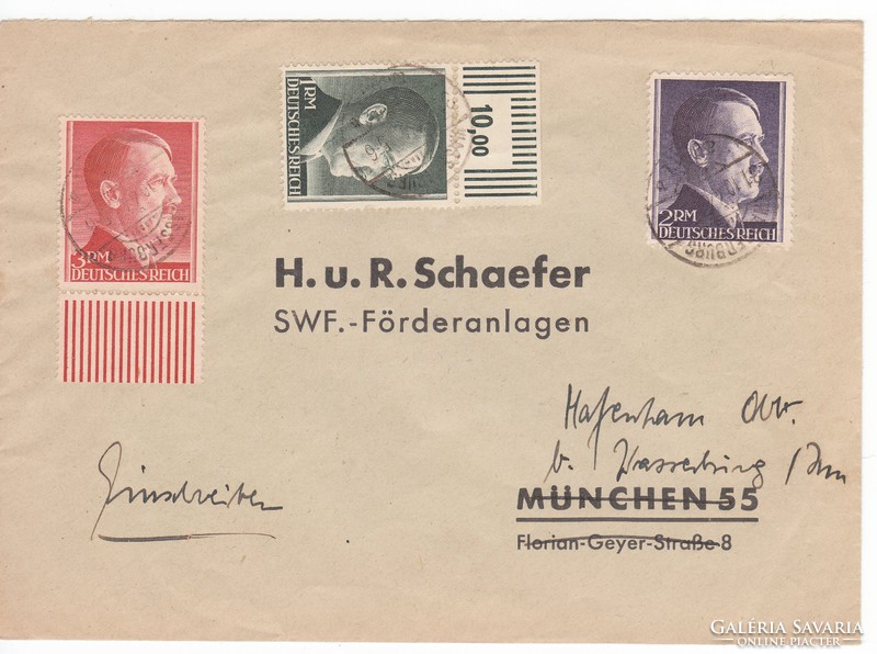 1944. Ajánlott boríték, szivességi bélyegzéssel.