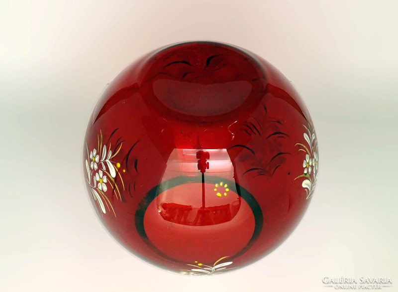 0H971 Régi hibátlan piros üveg váza gömbváza