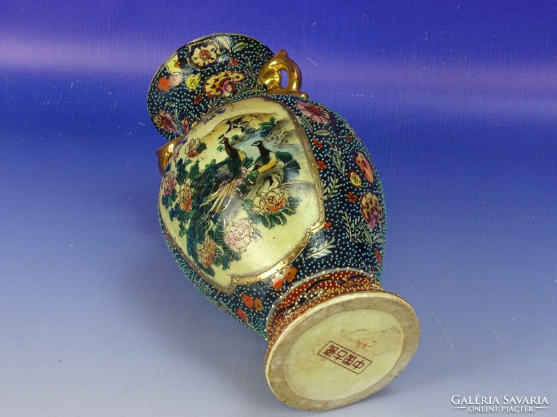 0I033 Régi Satsuma jellegű porcelán váza 21 cm