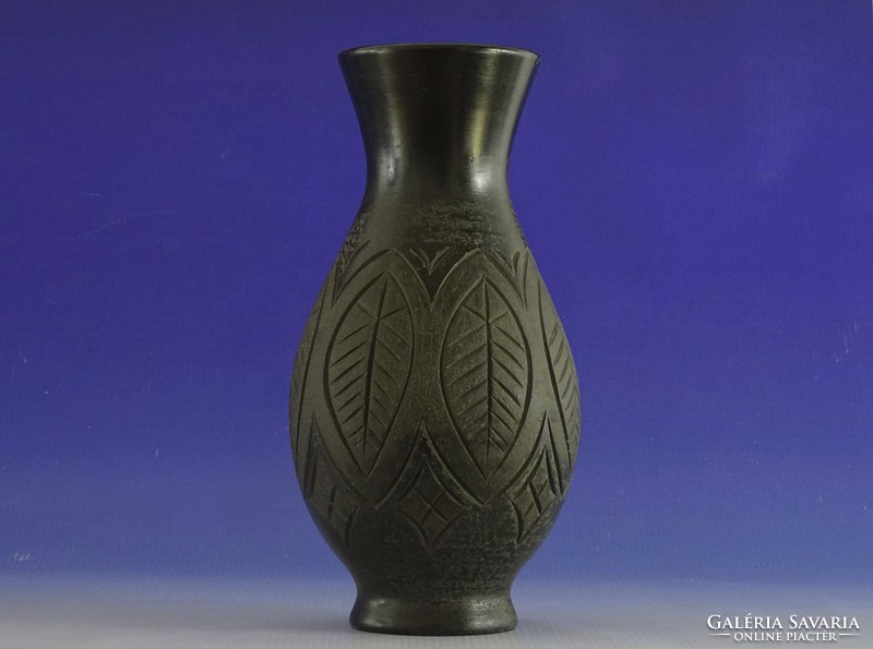 0I562 Régi fekete cserép váza 24 cm