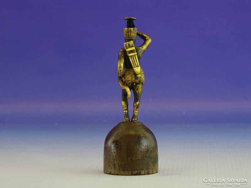 0B004 Régi egyiptomi katona bronz íjász szobor