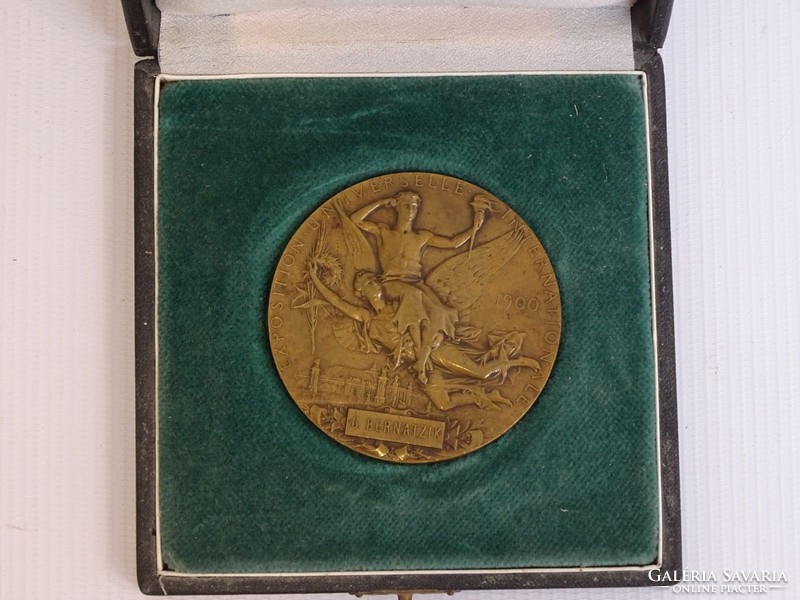 0H134 Francia nemzetközi kiállítás bronz érem 1900